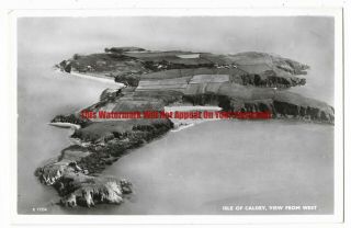 Wales Aerial View Isle Of Caldey Real Photo Vintage Postcard 15.  1