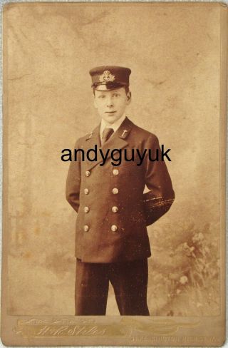 Cabinet Card Royal Navy Officer Sailor By Stiles Kensington Antique Victorian
