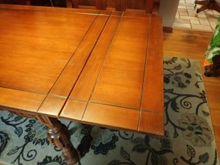 Antique Vintage Solid Wood Dining Room Table with Self Storing Leaves 3