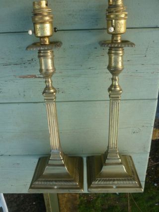 VINTAGE Old Pair CORINTHIAN BRASS COLUMN Table Lamps for Rewiring 2
