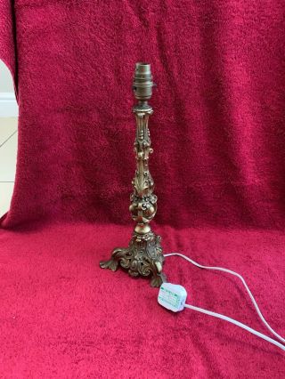 Vintage Brass Ornate French Style Table Lamp Base.  Pat Fully