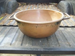 Vintage Copper Candy Kettle Handled Pot Apple Butter Cauldron