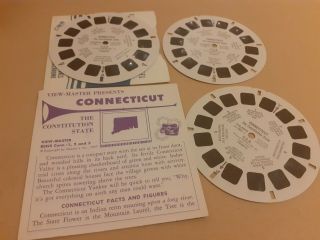 Vintage Usa Viewmaster 1957 Connecticut 3 Reels,  Sleeve & Booklet