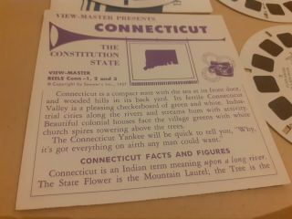 Vintage USA VIEWMASTER 1957 Connecticut 3 reels,  sleeve & booklet 2