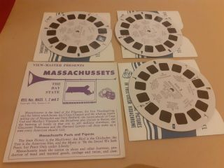 Vintage Usa Viewmaster 1955 Massachusetts 3 Reels,  Sleeves & Booklet