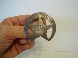 Vintage Obsolete Deputy Marshal I.  T.  4 United States Coin Silver Badge,  Estate.