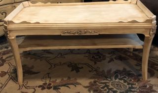 Vintage French Country Shabby Chic Ivory Tray Top Coffee Table