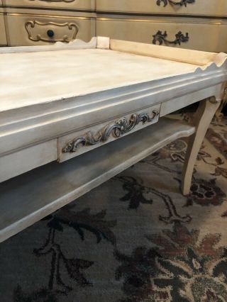 Vintage French Country Shabby Chic Ivory Tray Top Coffee Table 3