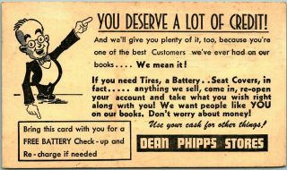 Vintage 1940s Pennsylvania Advertising Postcard Dean Phipps Stores Auto Parts