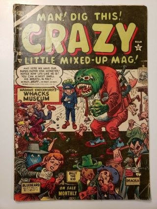 Crazy Comic Vol.  1 3 1954 Atlas Al Hartley Russ Heath Monster