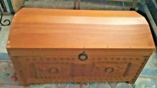Vinage Carved Wood American Girl Outfit Hope Chest With Drawer 23.  25 " Trunk Rare