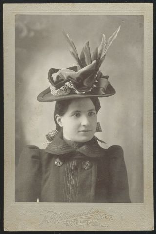 Beardstown,  Il Cabinet Photo,  Pretty Young Lady Wearing Elaborate Feathered Hat