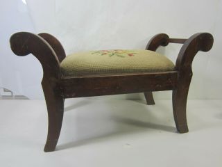 Vintage Needlepoint Topped Foot Stool