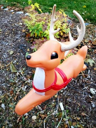 Reindeer Blow Mold Christmas Grand Venture Lighted w/Stand Outdoor Decor Vintage 3