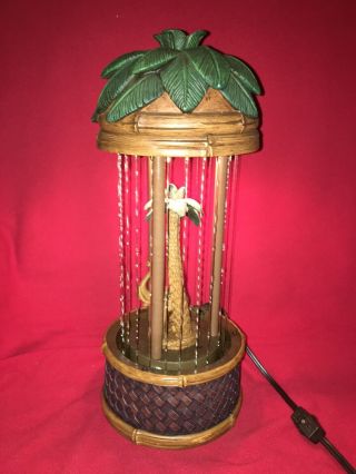 Vintage Cheyenne Elephant & Palm Tree Mineral Oil Rain Drip Motion Lamp 16 "