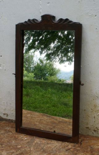 16 " X28 " Antique Vintage Old Carved Oak Wood Wooden Wall Dresser Vanity Mirror