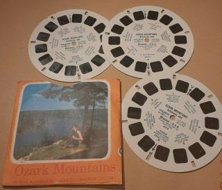 Vintage Usa Viewmaster 1957 Ozark Mountains Arkanasas Missouri 3 Reels & Sleeve