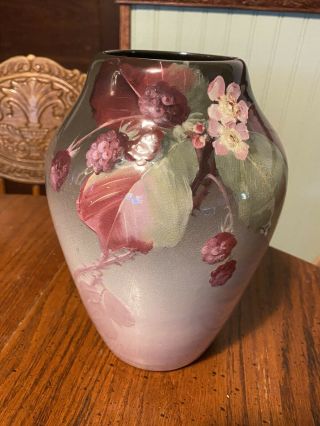 Antique Weller Eocean Roses Artist Signed Pottery Vase Vintage