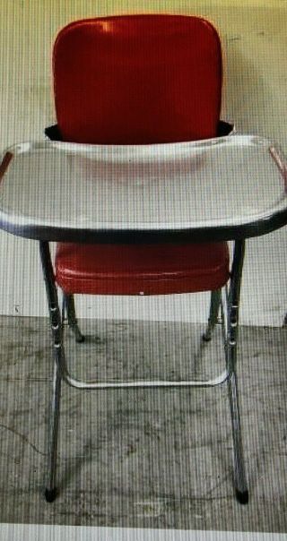 Vintage Red Folding Cosco Metal & Vinyl Highchair With Tray Price Drop $70