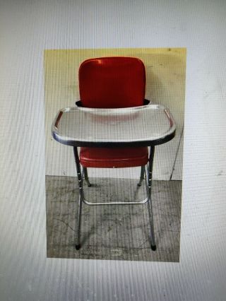 VINTAGE RED FOLDING COSCO METAL & VINYL HIGHCHAIR WITH TRAY Price drop $70 3