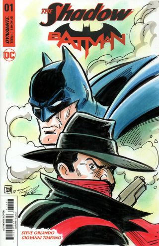 Dc Comics The Shadow Batman 1 Sketch Cover Variant Ink Drawing By Tim Shinn