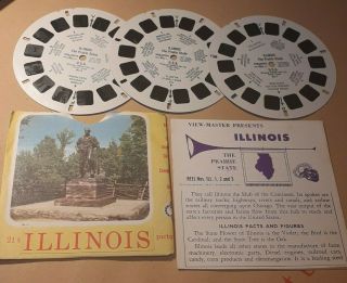 Vintage Usa Viewmaster 1957 Illinois 3 Reels & Booklet