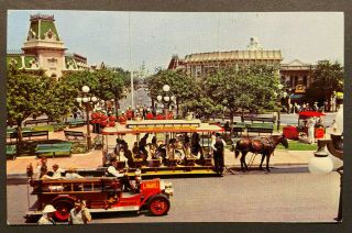 Disneyland Anaheim Vintage Postcard – Town Square W/ Band & Firetruck - A - 6