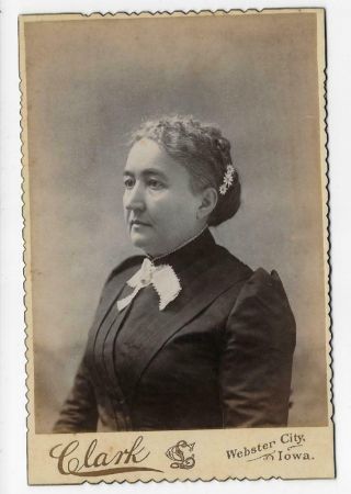 Cabinet Card Photo Cab227 Older Woman Posing - Clark - Webster City,  Iowa