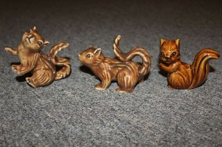 Vintage Chipmunks Squirrels Ceramic/porcelain Set Of 3 Exc
