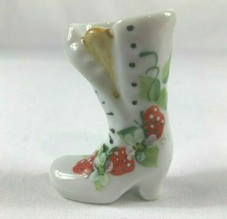 Vintage Nancy Gribble Hand Painted Ceramic Miniature Shoe Strawberry Design