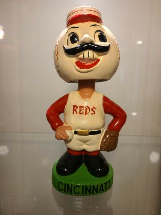 Cincinnati Reds Mascot Vintage Bobblehead Green Base Rare Nodder Near,
