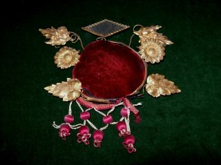 Antique,  19th C French Chateau - Boudoir Display Stand - Velvet - Passementerie & Gilt