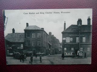 Corn Market & King Charles House Worcester Vintage 1905 Richardsons Shop