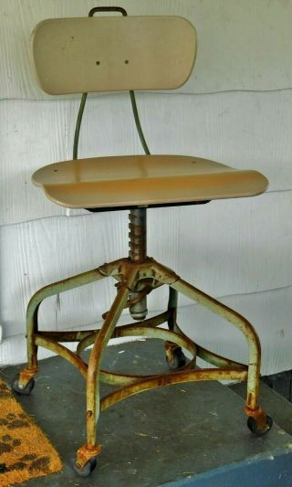Vintage Mcm Toledo Metal Furniture Company Adjustable Drafting Chair