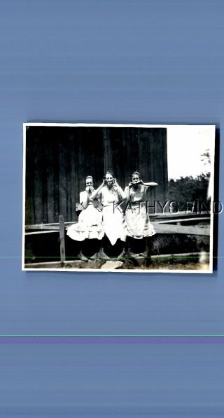 Found Vintage Photo G,  9204 Pretty Women In Dresses Eating Watermelon