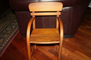 Antique Vintage Teak Childrens Chair Bent Solid Wood Mcm Child Chair