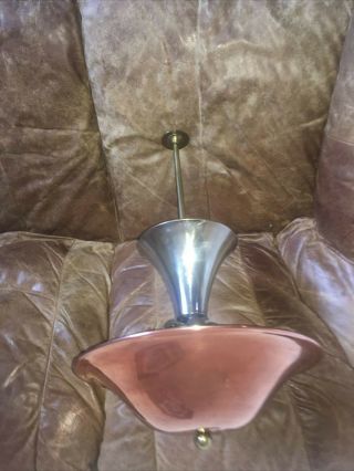 Vintage Art Deco ? Copper Pendant Light Very Unusual - Will Need Rewiring