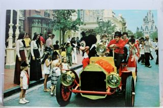 Walt Disney World Main Street Usa Mickey Mouse Fire Engine Postcard Old Vintage