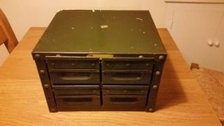 Vintage Industrial Metal 4 Drawer / Cabinet / Storage Chest.  Dark Green.