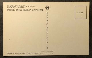 Vintage chrome postcard Sugarloaf USA Kingfield Maine ME Sign Mountain View 2