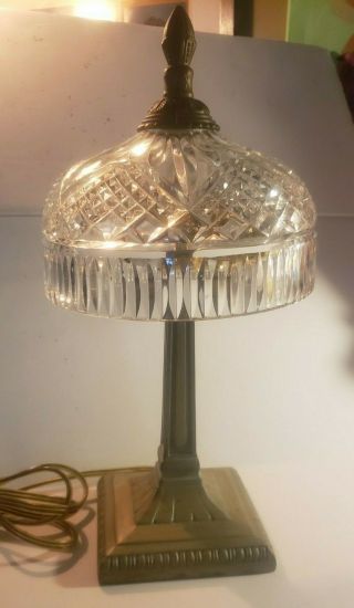Vintage Waterford Crystal Umbrella Table Lamp/brass Base