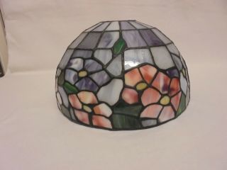 Vintage Tiffany Style Art Nouveau Leaded Stained Glass Lamp Shade Central Light