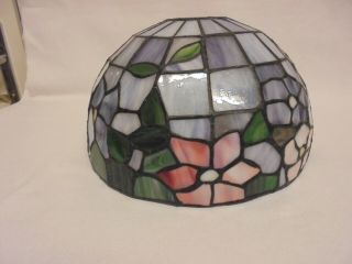 VINTAGE TIFFANY STYLE ART NOUVEAU LEADED STAINED GLASS LAMP SHADE CENTRAL LIGHT 2