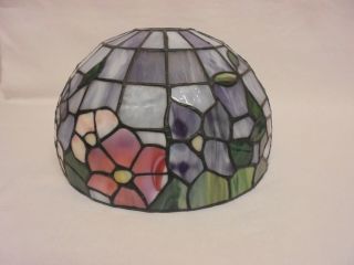 VINTAGE TIFFANY STYLE ART NOUVEAU LEADED STAINED GLASS LAMP SHADE CENTRAL LIGHT 3
