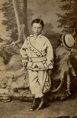 Civil War Era Antique Cdv Photo Cute Little Boy Fashion Hat Manger Philadelphia