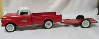 Vintage Nylint Pressed Steel Ford F - 100 Twin I Beam Pickup Truck And Trailer