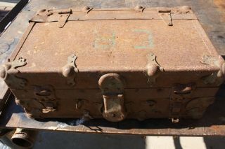 Vintage Metal Industrial / Tool Trunk Box Large