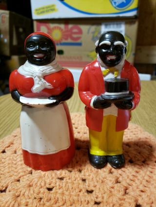 Vintage F&f Mold & Die Aunt J And Uncle M Salt & Pepper Shakers