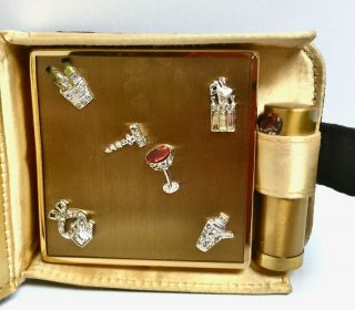 Vintage Ciner Compact Lipstick Tube And Case Rhinestone Martinis I Am A Show Off