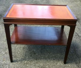 Antique Orly 1900 ' s English Regency Mahogany Leather Top Side End Table 2